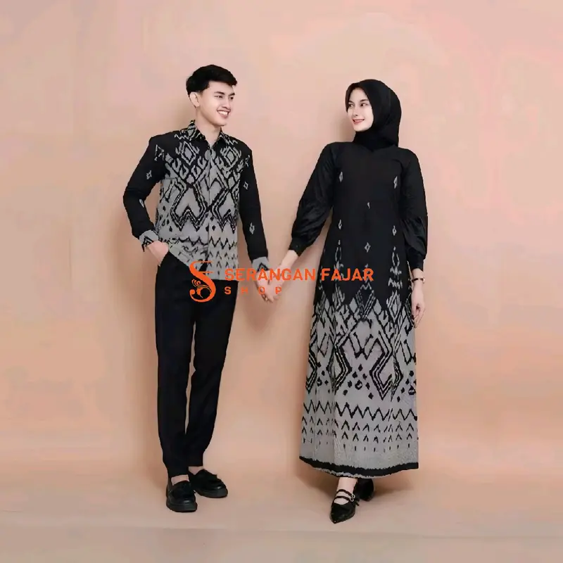 SET COUPLE TENUN DRESS RUBY BLACK / Baju Couple Pasangan Kondangan/ Dress / Kemeja / Couple Keluarga / Baju Couple Prewedding 0
