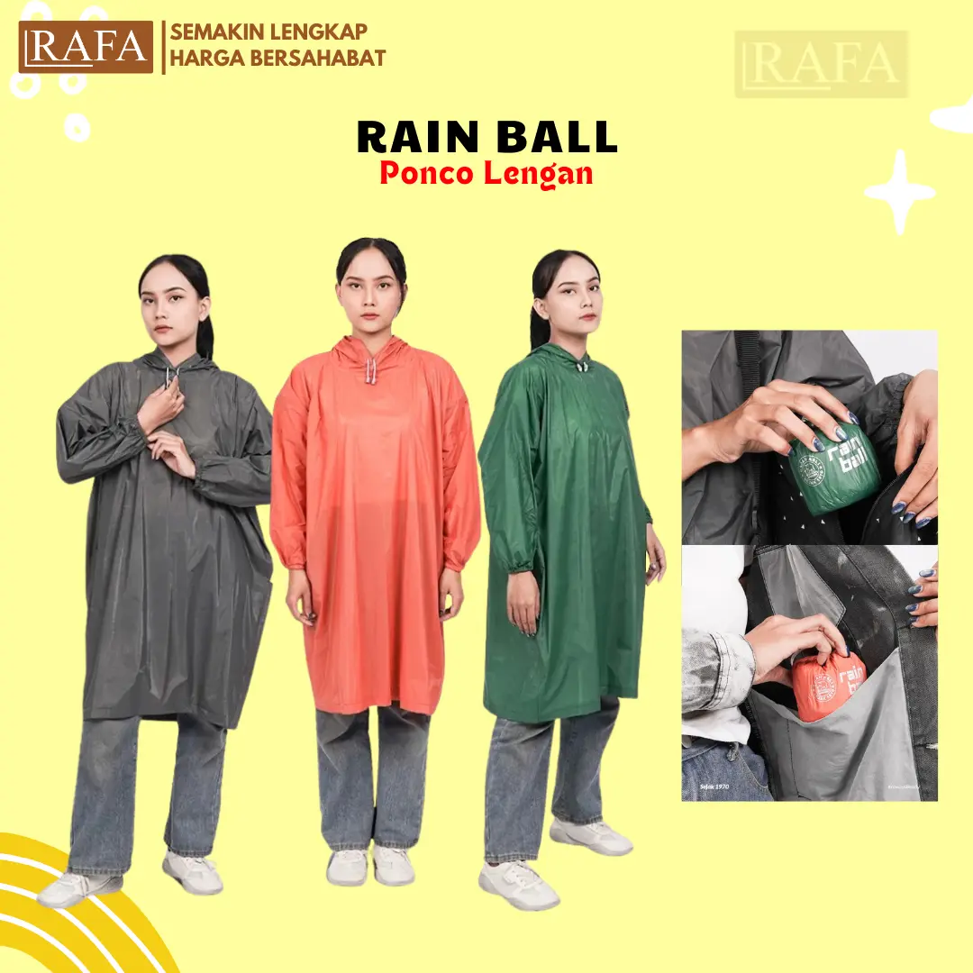 RAFA | Jas Hujan Ponco Dewasa Lengan Rainball