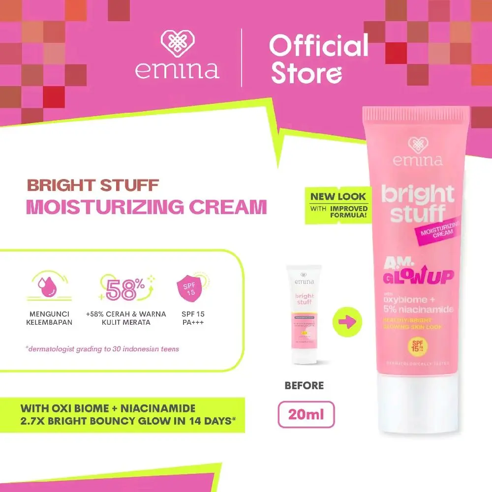 EMINA BRIGHT STUFF MOISTURIZING CREAM 20 ML/ Emina Moisturizer Bright Stuff Pelembab Wajah Ceramide