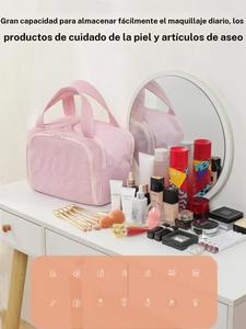 Bolsa de cosméticos portátil acolchada con múltiples bolsillos, de gran capacidad y ligera, organizador de aseo unisex, resistente al agua con separación de seco y mojado para uso diario y viajes