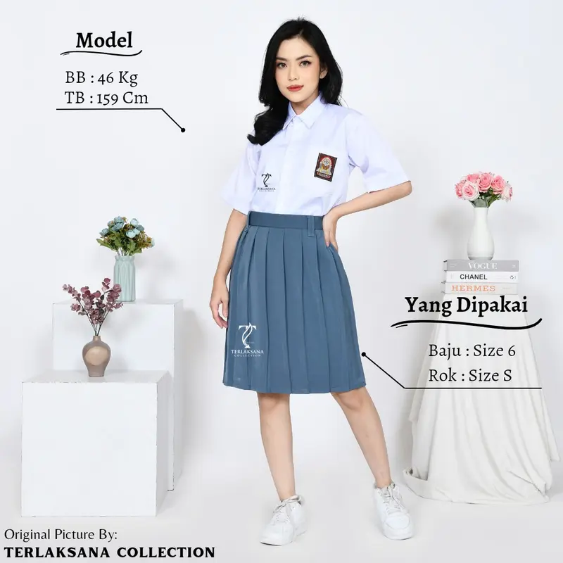 Seragam Sekolah SMA SMK Baju Putih Lengan Pendek Setelan Seragam Sekolah Wanita 5