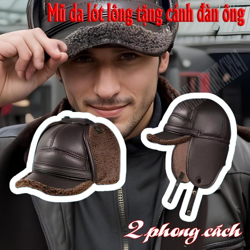 DA PU LOẠI 1 Mũ Da Lót Lông Cao Cấp Giữ Ấm Tai Hiệu Quả Cho Mùa Đông Unisex Chất Liệu Da Lông Vũ Thời Trang Sang Trọng Phù Hợp Nam Nữ