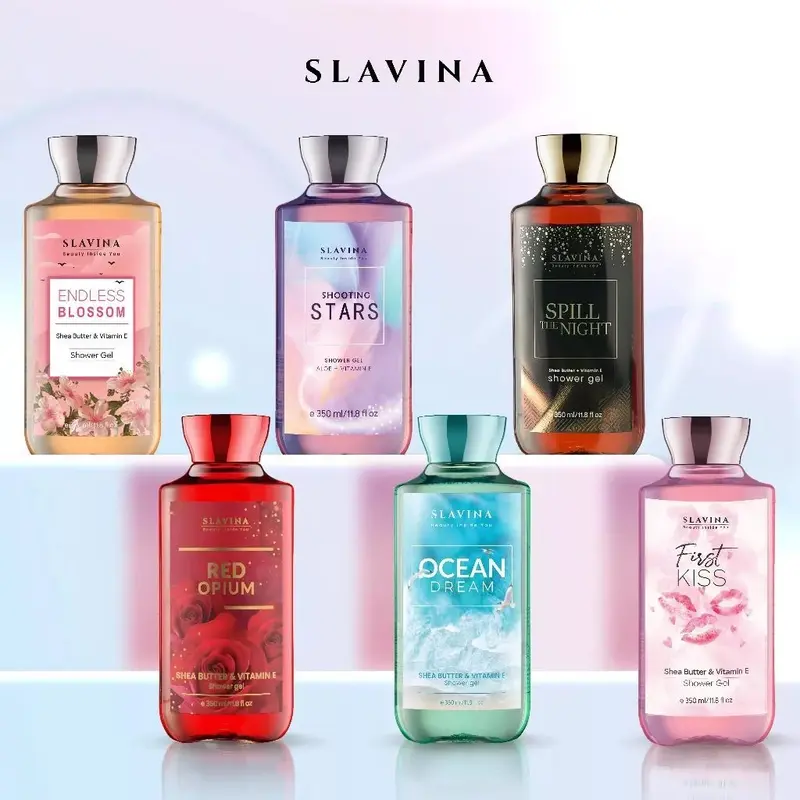 SLAVINA Body Lotion /Body Wash 350ml Mencerahkan Tubuh Tangan Vanila Perawatan 1