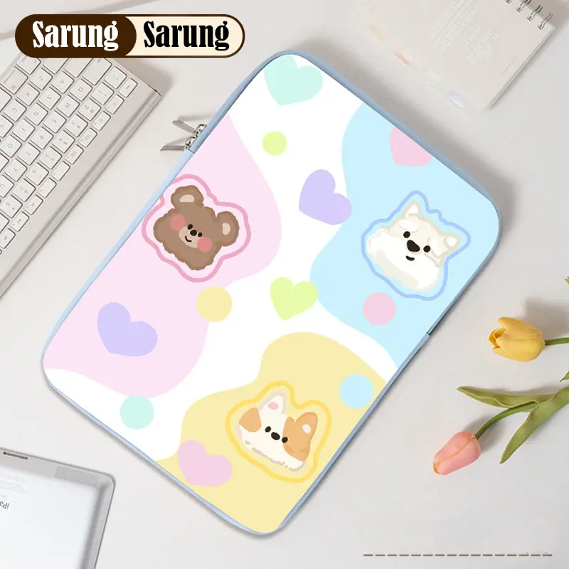 New Sarung Laptop Dan Tablet 12 13 14 Inch 2 Slot Karakter Lucu 7