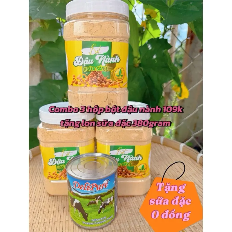 COMBO 3 Hộp Bột Đậu Nành Rang Xay  mỗi hộp 500gram bộtđậunành nguyênchất bot daun