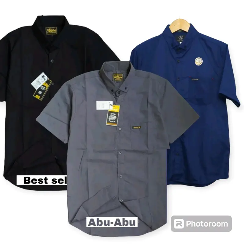 PAKET 3PCS 60RIBU KEMEJA POLOS PRIA LENGAN PENDEK Katun Nyaman Putih Hitam Slimfit Navy Casual Formal Semi Panjang Basic Coklat 5