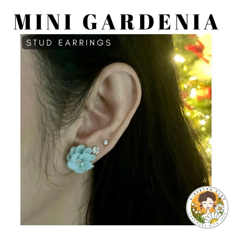 GIBERTHA | MINI GARDENIA STUD - Anting Wanita Handmade Clay Earrings - Anting Bunga