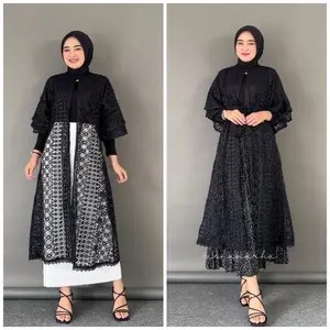 Orelle Outer Brukat Cardigan Brokat Lengan Pendek Ruffle atasan outher brukat Outer Brokat outer Tulle outer Organza outer renda tunik tulle tunik renda tunik brokat tunik brukat tunik lebaran tunik putih tunik Organza outer hitam Outer putih