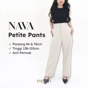 ELLEANO PETITE | Nava Pants 2.0 - Petite Pants - Celana Kulot Highwaist - Celana Petite - Kulot Wanita - Celana Kerja Formal Anti Kusut - Petite