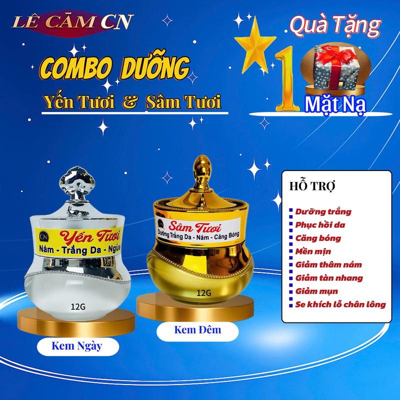 ComBo  Kem Dưỡng   Ngày & Đêm   MỜ THÂM NÁM -MGĂM NGỪA MỤN - DƯỠNG TRẮNG SÁNG -MỀM MỊN - SE KHÍCH LỖ CHÂN LÔNG Skincare kem mụ n kem trị mụn  hằng du mục 