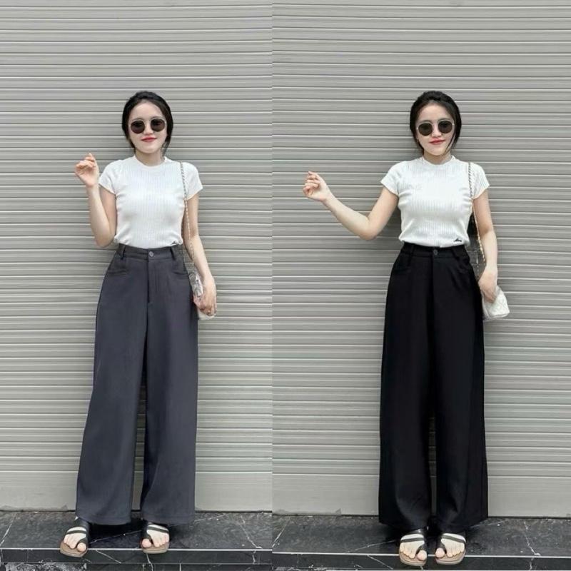  Quần Vải Suông Nấm Lùn 1m5-1m58 Túi Ngang Không Ly Chất Gold Nhật Mềm Mịn Mát Kích Thước 95cm Mở Bán  1178  