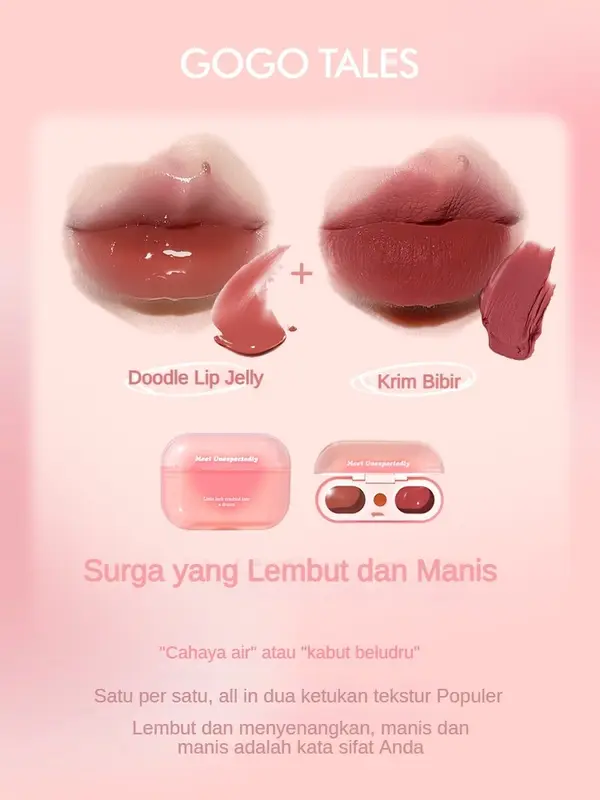 gogo tales AirPods Lipstik Cloud Sense Duplex Lip Glaze Dual Colour Lip Glaze Headphone Lip Glaze GT621 7