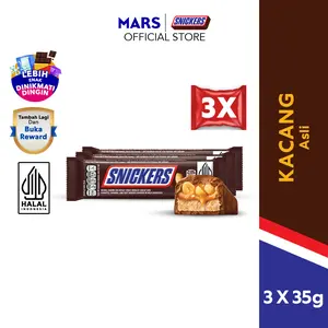 SNICKERS Peanut Original 35g X3 - Cemilan - Coklat - Caramel