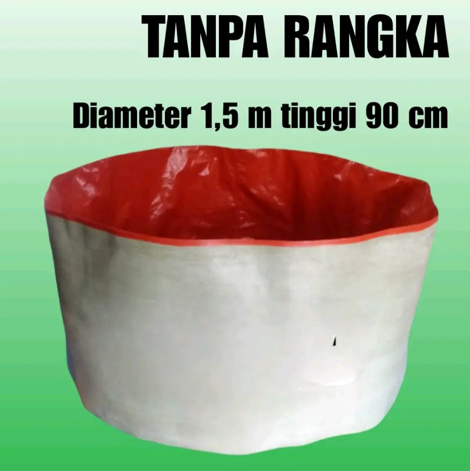 Kolam Terpal Bulat Tanpa Rangka Diameter 1,5m/150cm Tinggi 90cm Untuk Budidaya ikan Lele Nila Gurame Gabus Udang Belut Dll