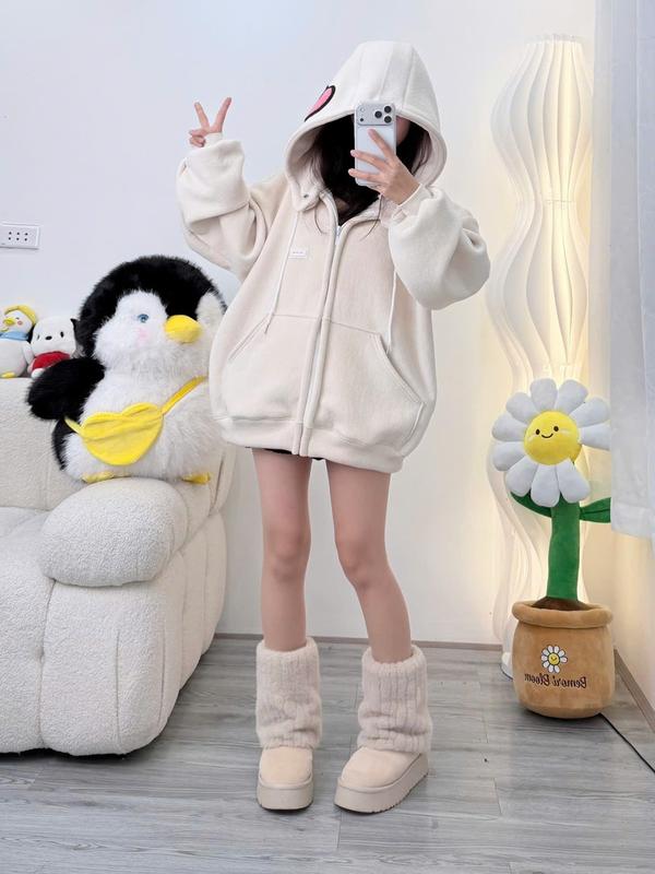  ÁO KHOÁC HOODIE ZIP MÀU KEM LOGO REN BASIC 