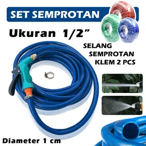 Vilo Paket Hemat Selang Dop Semprotan Alat Cuci Motor & Hose Nozzle FREE Klem 2 Pcs Paket Selang Air Taman