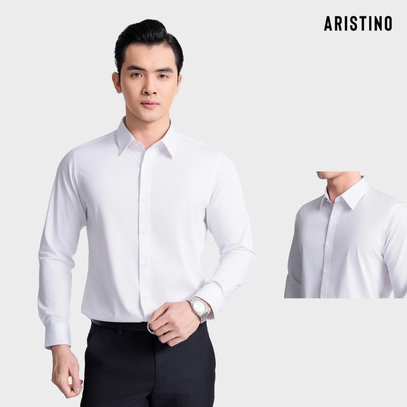 ARISTINO Áo sơ mi Trắng dài tay nam kiểu dáng cổ điển sang trọng phom dáng Regular Fit ALS0100S1