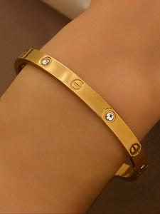 Pulsera de Mujer en Acero Inoxidable, Joyería de Moda Casual, Diseño Clásico con Hebilla, Accesorio para Todas las Estaciones, Estilo Sencillo y Versátil