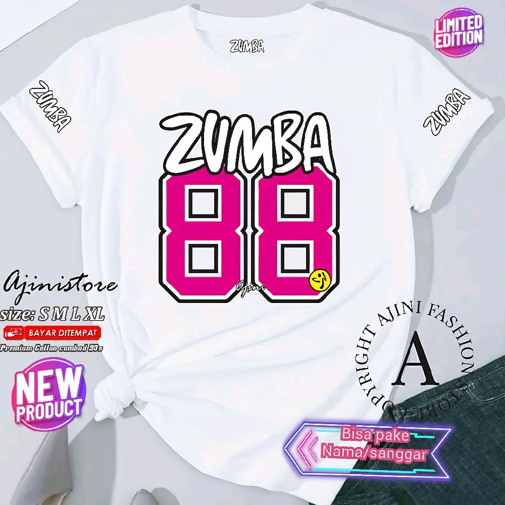 kaos zumba atasan olahraga wanita baju senam import aerobic zumba gym running cotton combad 30s ajini zumba (88 pink ) kaos zumba import kaos zumba full color