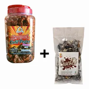 Emak Cw - 2Pcs Keripik Nage 33 D ( Kulit Ikan Patin Pedas Manje Toples, ChocoBi )