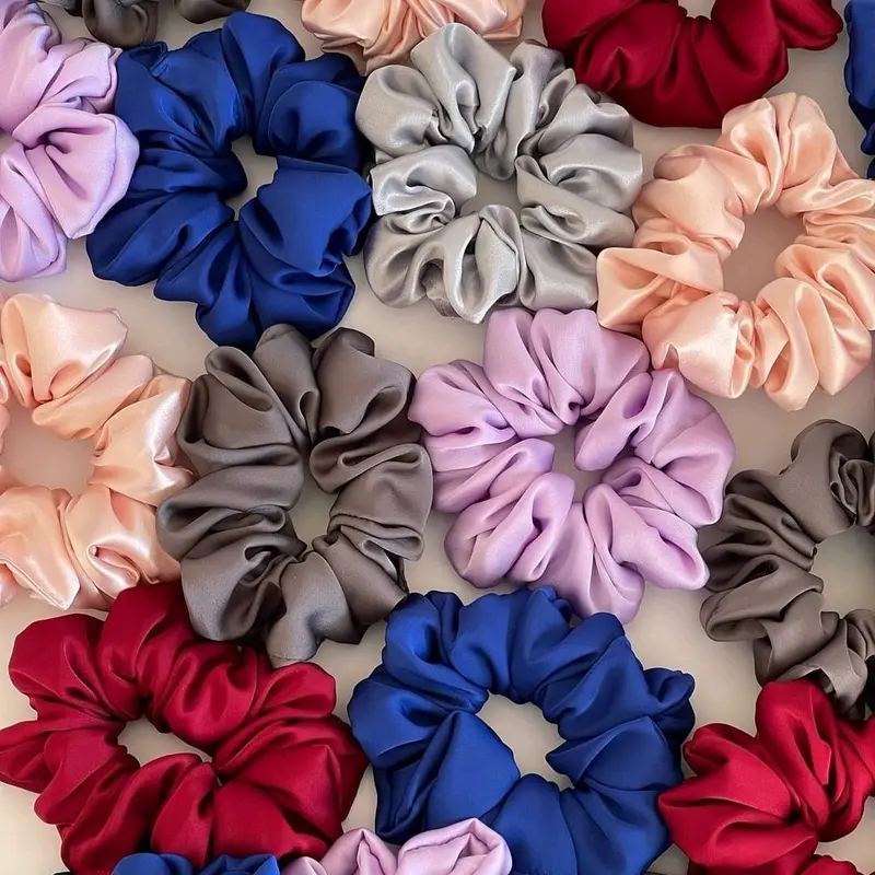100 Pcs Scrunchie Bahan satin Ikat Rambut Scrunchie Souvenir dan Gift Produk Karet Wanita Wine korea cepol rambut scrunchies Cepolan Hijab tile 2