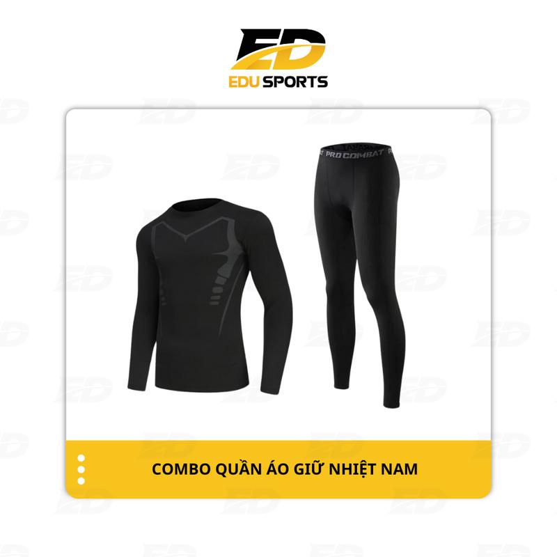 Bộ quần áo giữ nhiệt 2in1 Nam dài tay chuyên tập gym chạy bộ đá bóng tập thể thao sport chất liệu thun co dãn EDU SPORTS