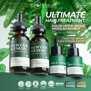Moicare Special Bundling 4Pcs - Hair Serum 2Pcs & Minyak Kemiri 2Pcs Penumbuh Pelebat Rambut Anti Rontok Paket Hair Growth Treatment