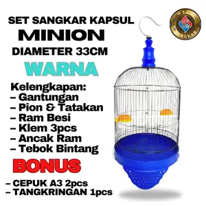 SET SANGKAR LOVEBIRD MINION TANGGUNG BINTANG OVAL / KAPSUL BESI IMPORT KANDANG LOVEBIRD SANGKAR BURUNG LOVE BIRD PARKIT KENARI SANGKAR