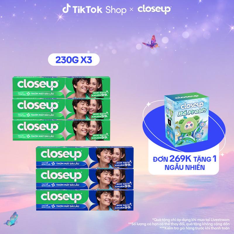 Combo 3 Kem Đánh Răng Closeup Cho Hơi Thở Thơm Mát Bất Tận 230G Tuýp 3