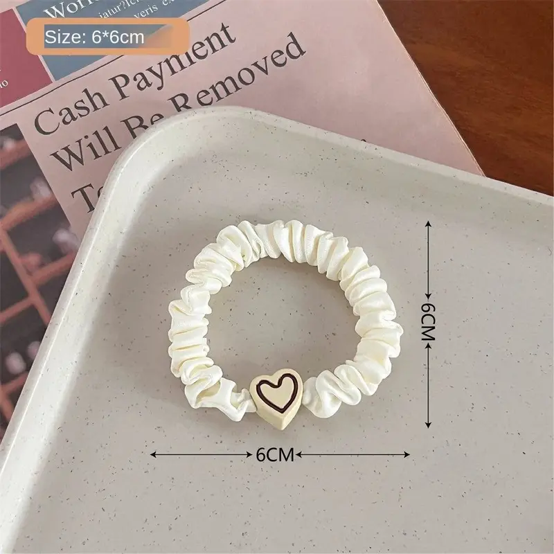 Scrunchie Tóc, Hình Trái Tim Tiện Lợi, Chất Liệu vải nỉ Nhiều Màu, Dây Buộc Tóc Đàn Hồi Cao, Độ Đàn Hồi Cao, Dây Buộc Tóc Mini, Thích Hợp Cho Phụ Nữ 2