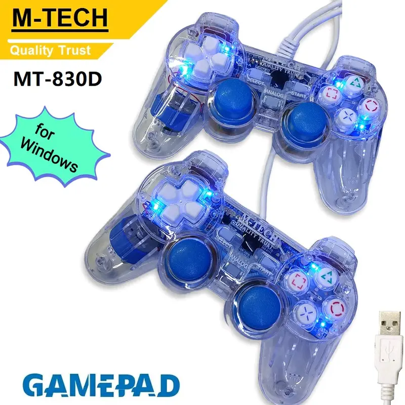 Gamepad Double Getar / joystick komputer pc Laptop Transparan M-Tech Controller Wireless Joystick 4