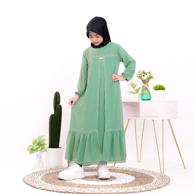 Hanakids Abaya anak perempuan | Crinkle mix swarosky premium | Baju Gamis Anak Perempuan Elegant Terlaris 7