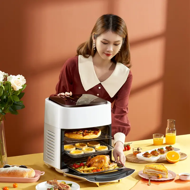 100% ICON Digital Touch Air Fryer - Large Capacity, Oil-Free, Multifunctional Household Chip Machine with Timer and Temperature Control