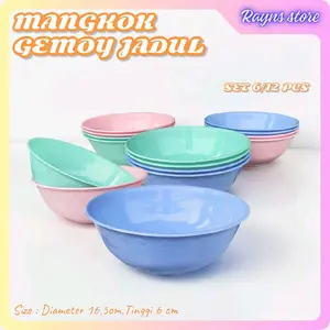 mangkok plastik gemoy jadul PASTEL 6/12 pcs,foodgrade,BPA FREE,mangkuk makan wadah set souvenir kitchen ware mangkuk ramen,anti pecah,mangkok 6 pcs