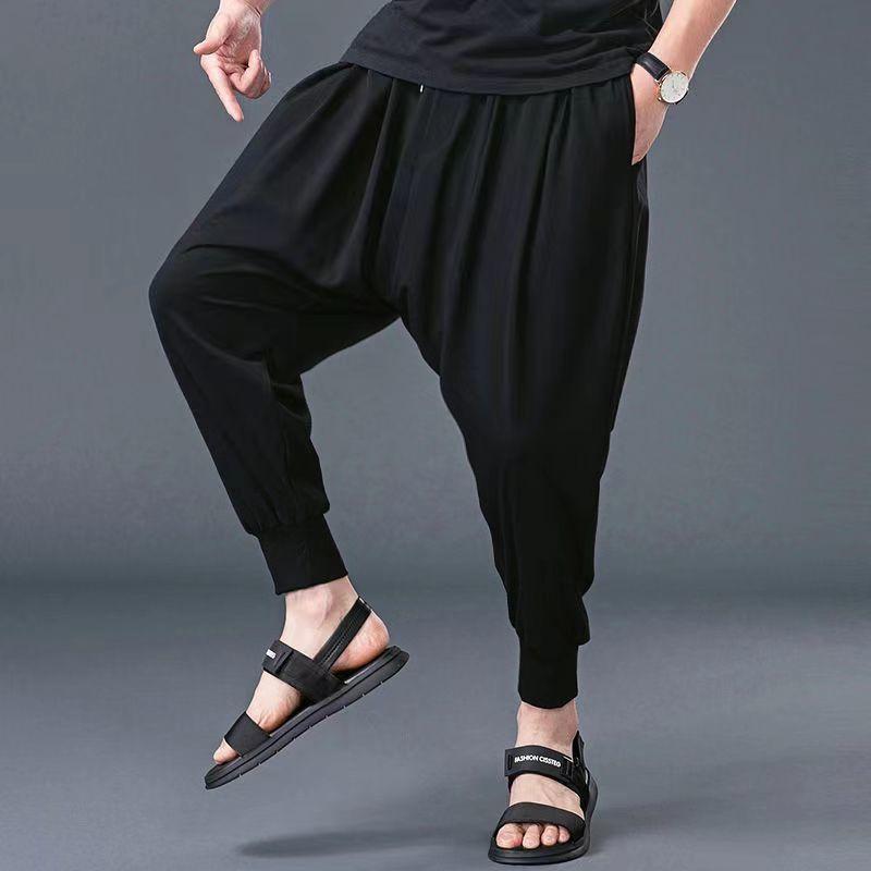 Quần Nam, Quần Cropped Xén, Dáng Rộng Vừa Vặn, Phong Cách Hàn Quốc, Thích Hợp Cho Anh Chàng Béo, Học Sinh Nam, Quần Jogger bó ống, Quần Thường Ngày Đáy Quần Lớn, Quần Harem Nam