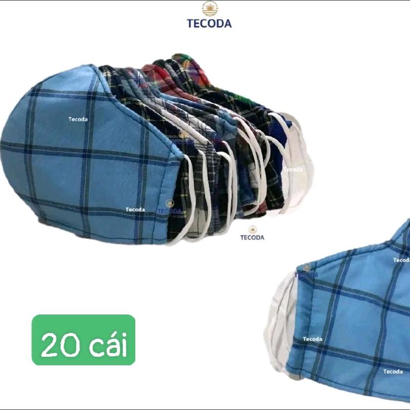  Sỉ 20 Cái Khẩu Trang Vải Người Lớn 3 Lớp Chống Nắng Bụi Mịn Họa Tiết Kẻ Ngẫu Nhiên Có Thể Giặt Tái Sử Dụng Unisex Thun Mềm Mại 