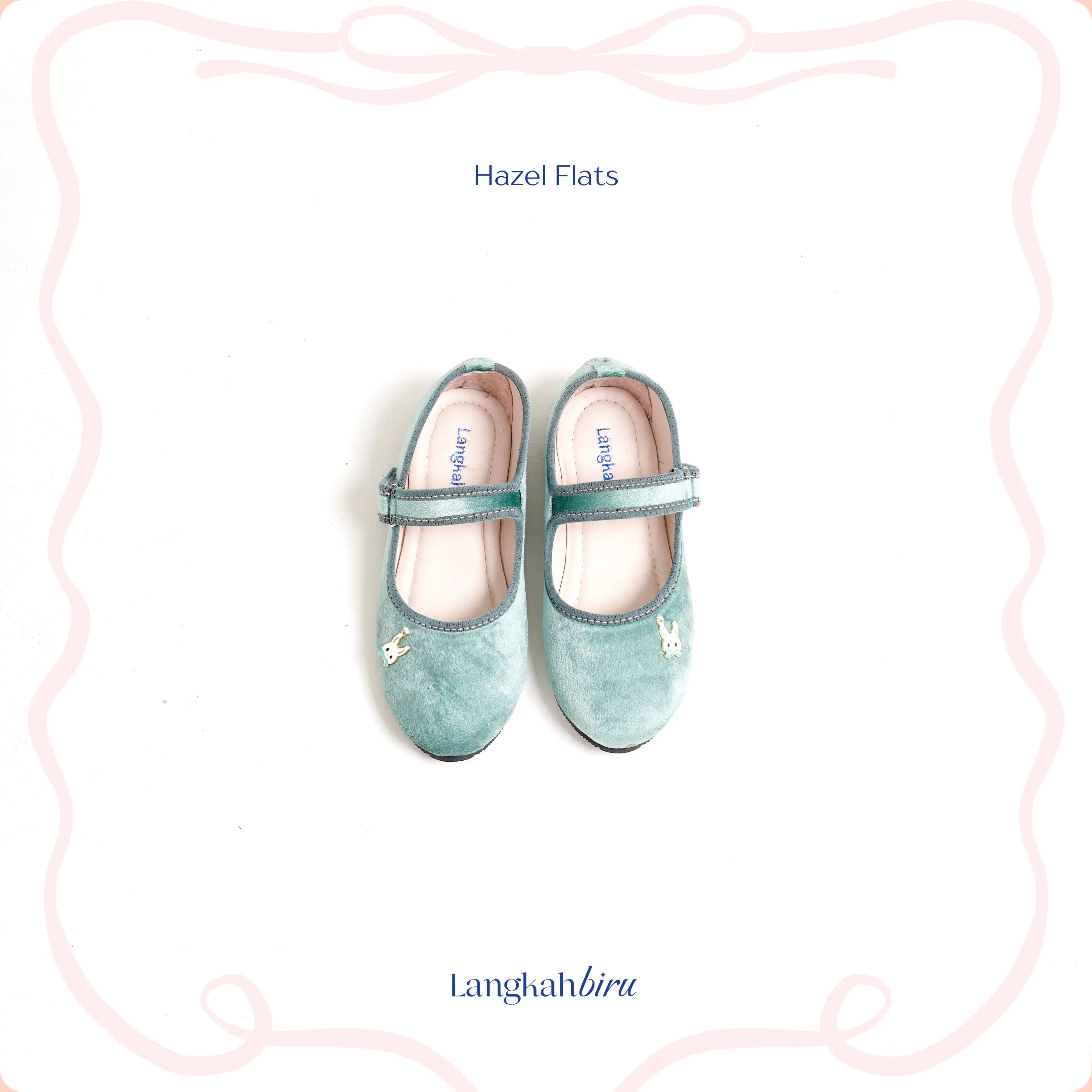 Langkah Biru - Hazel Flatshoes Anak Perempuan Velvet