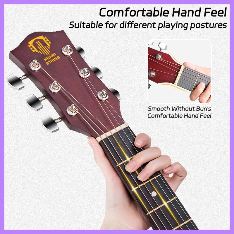Product Introduction of HeartString Budget Acoustic Guitar Original Low Action Guitar Set with Truss Rod Capo Tuner, 38 Inches Guitar 41 Inches Guitar Gitara Folk Guitar Beginner Guitar Matte Guitar Glossy Guitar for Kids Adults Heart String 32