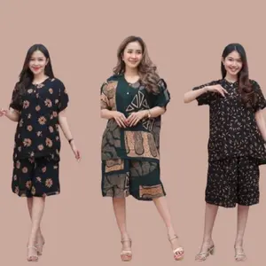 setelan kulot jumbo batik 100k get 3pcs Baju Celana