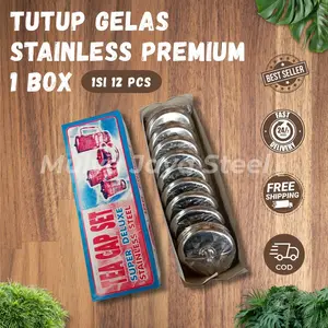 Tutup Gelas Stainless Premium 1 Box (Isi 12) – Anti Karat & Awet