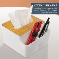 Gambar TaffHOME Kotak Tisu Kayu + Remot Multifungsi Organizer Box - ZJ008 - Putih dari Taffware Official Store Kota Administrasi Jakarta Barat 3 Tokopedia