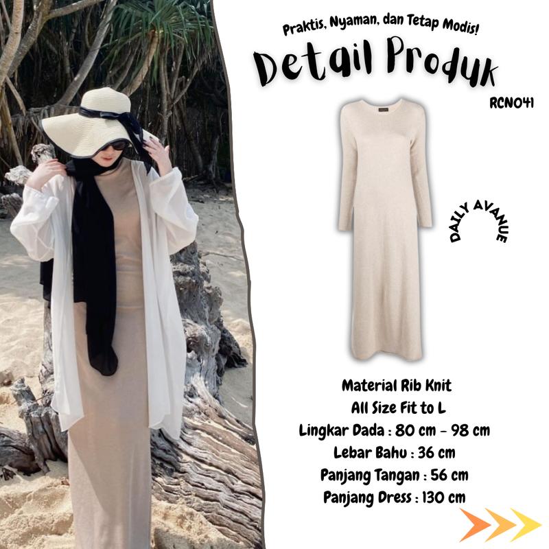Style One set OOTD 3in1 Wanita Kekinian Long Dress Knit & Topi pantai lebar list hitam MIX Cardigan Outer Cardy Premiun Kualitas Bagus Polos Nyaman Panjang 3