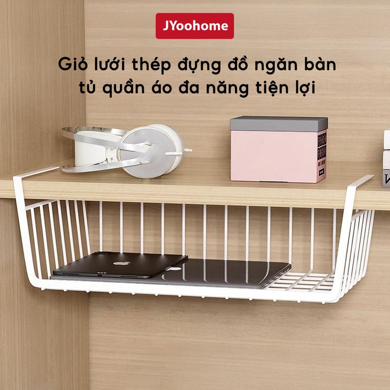  COMBO 2 Khay Lưới Sắt Treo Tủ Đựng Đồ Cài Dưới Kệ Bàn Làm Việc Tủ Quần Áo JYoohome Tiện Lợi Kệ Gọn Gàng 