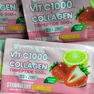 C+Collagen 3 Box Isi 18 Sachet - Minuman Collagen Tripeptide 500mg + Vit C 1000mg untuk Kesehatan Kulit dan Imunitas