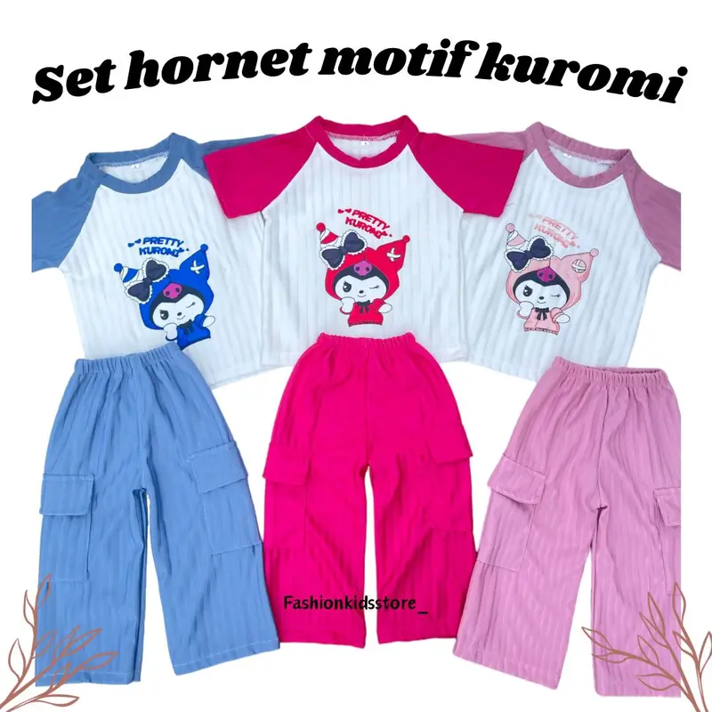 Setelan Anak Kuromi Knit Cargo Perempuan Usia 1-10 Tahun Size 246810 - Katun - Bayi 2