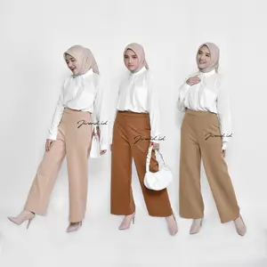 Celana Kulot High Waist Scuba Premium Bahan Tebal Lembut Adem Tanpa Saku Size Universal untuk BB 42-67KG dan TB Dibawah 167CM