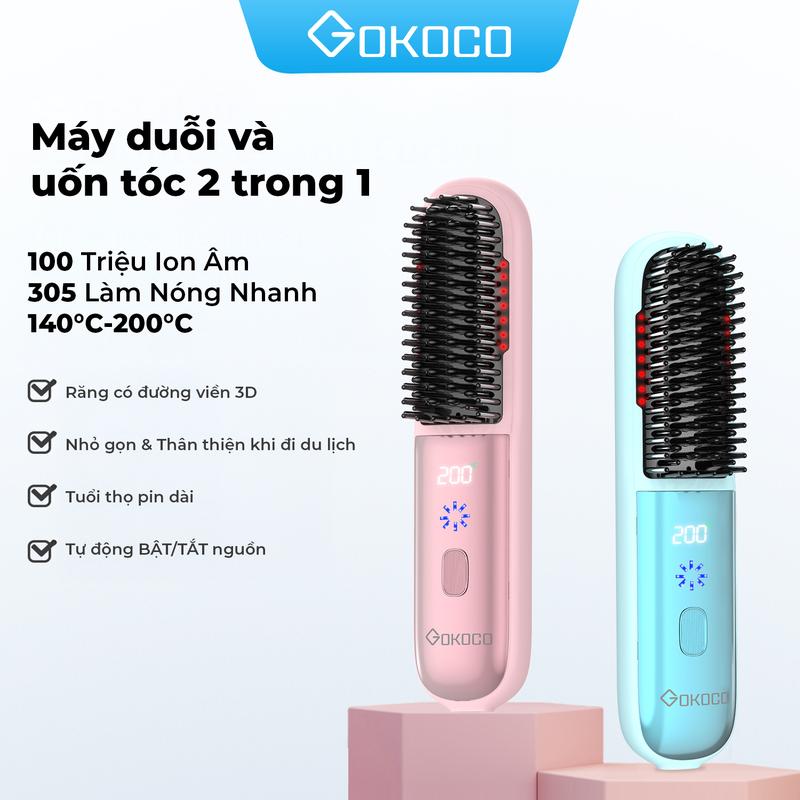 GOKOCO Lược chải tóc ion âm Lược điện không dây Chăm sóc tóc suôn mượt tạo kiểu