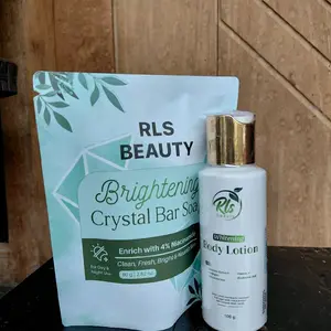 RLS Beauty  Body Lotion & Brightening Crystal Bar Soap Enrich with 4%  PROMO AMBYAR