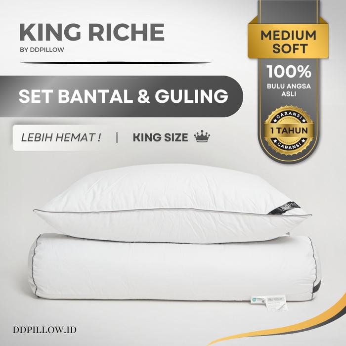 Gambar DDPillow Set 1 Bantal Jumbo + Guling Bulu Angsa Asli Hotel Bintang 5, Type King Riche (Medium Soft) - Bantal dari ddpillow Kota Administrasi Jakarta Barat Tokopedia