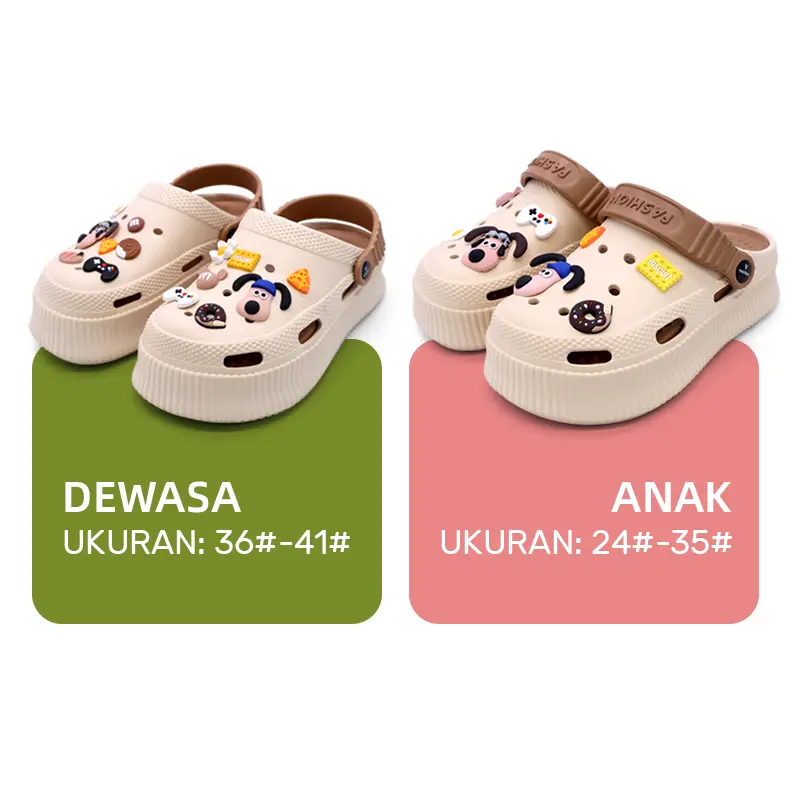 Comanier Sandal Kodok Dewasa Wanita Classic Bae Clog Sepatu Sendal Baim Wedges Platform EVA Square Toe 2